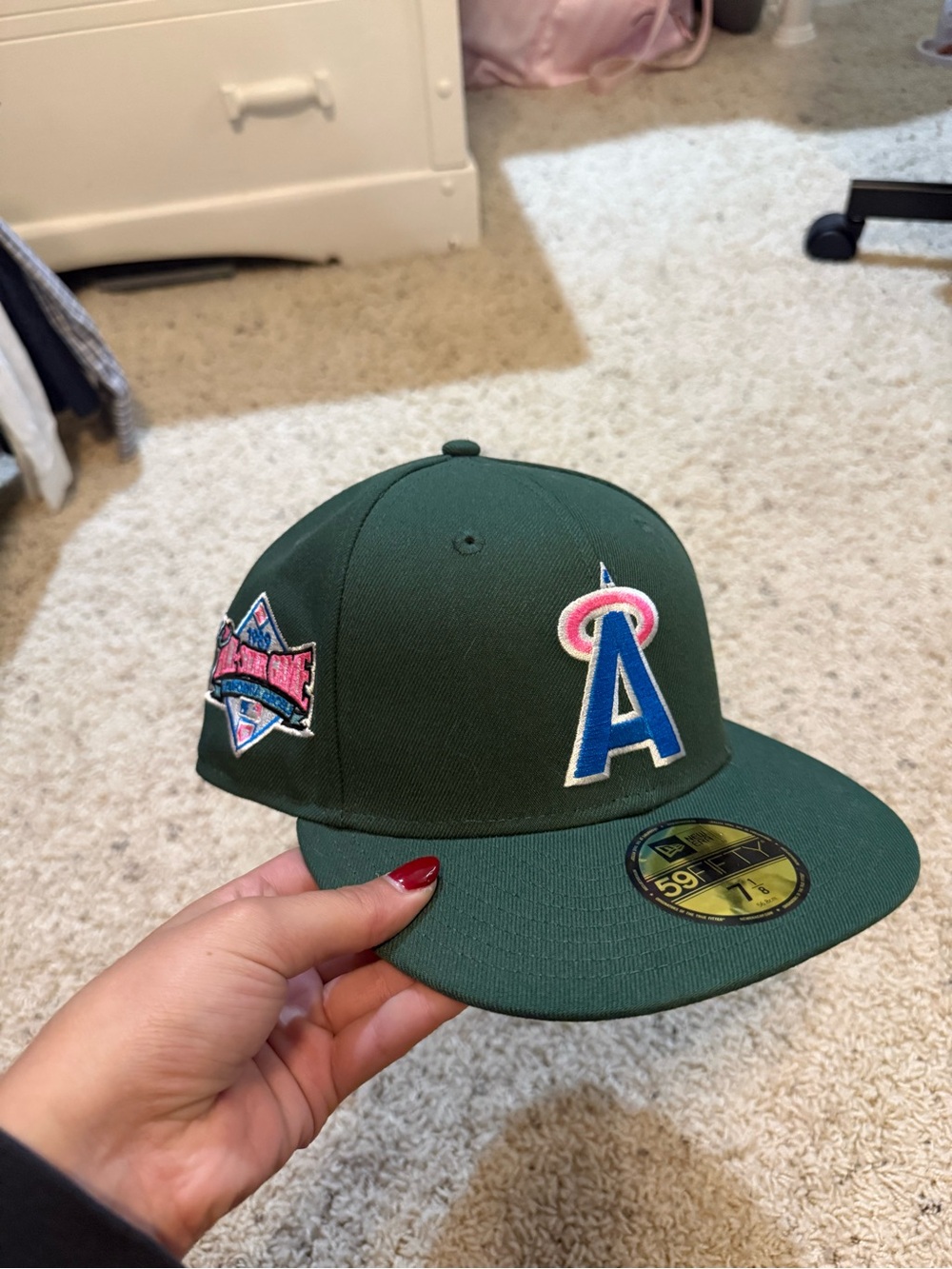 MLB Dark Green Snapback Hat with Angel A Patch